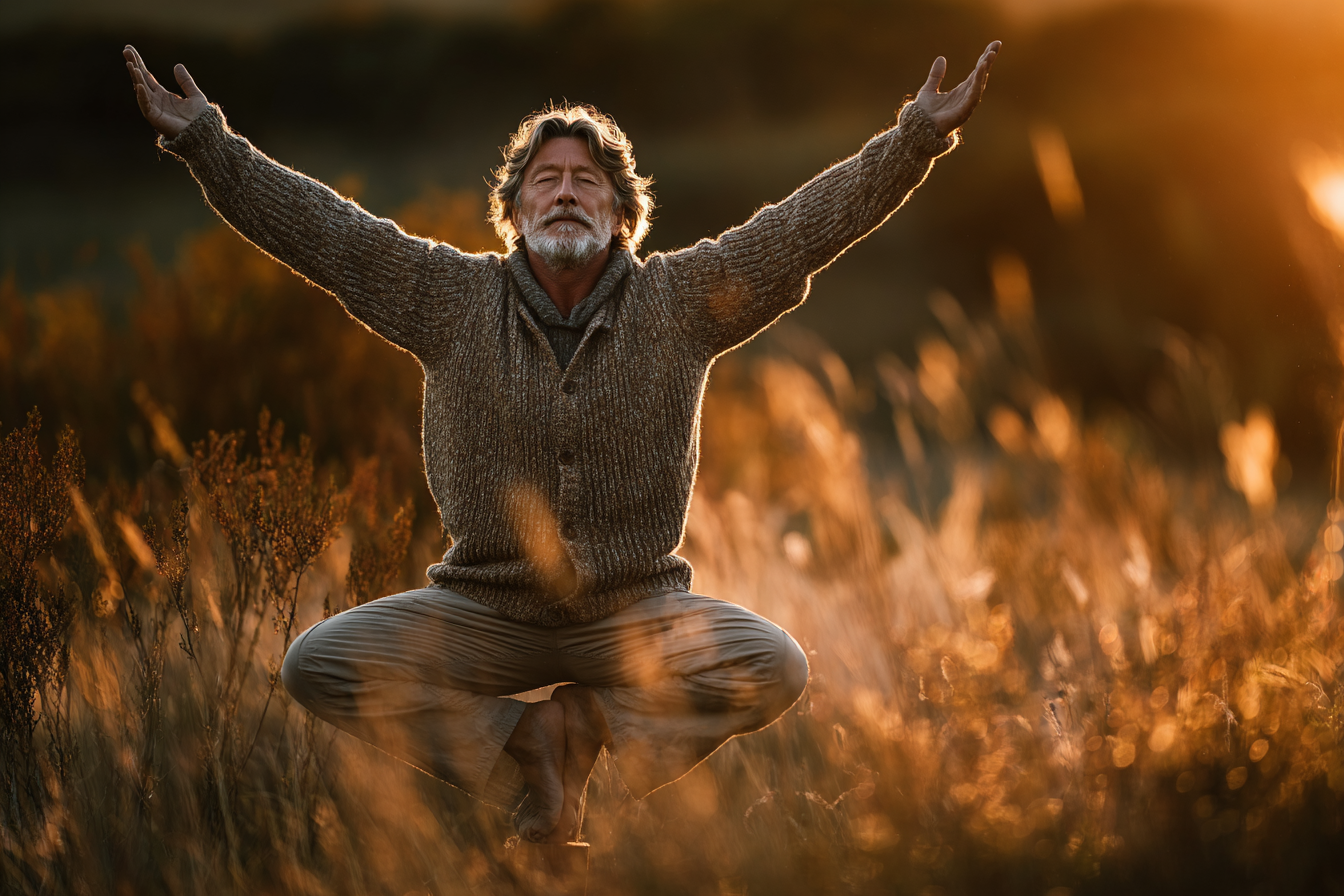 Група людей різного віку разом займається йогою в парку